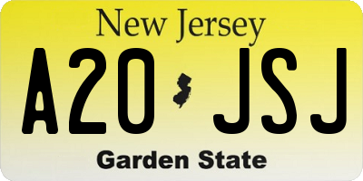 NJ license plate A20JSJ