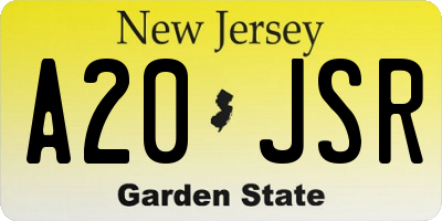 NJ license plate A20JSR