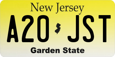 NJ license plate A20JST