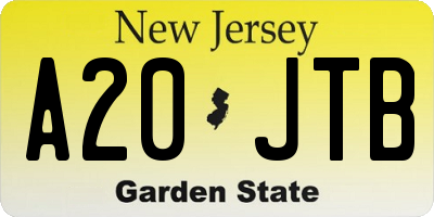 NJ license plate A20JTB