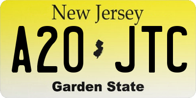 NJ license plate A20JTC