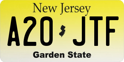 NJ license plate A20JTF