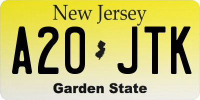 NJ license plate A20JTK