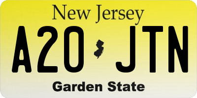 NJ license plate A20JTN