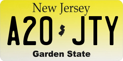 NJ license plate A20JTY