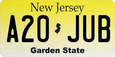 NJ license plate A20JUB