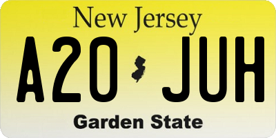 NJ license plate A20JUH