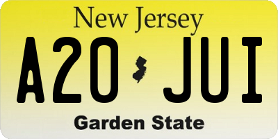 NJ license plate A20JUI