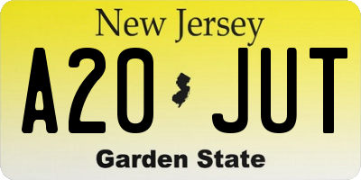 NJ license plate A20JUT