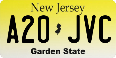 NJ license plate A20JVC