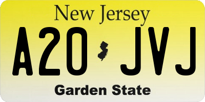 NJ license plate A20JVJ