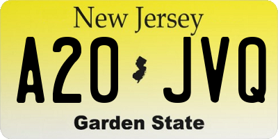 NJ license plate A20JVQ