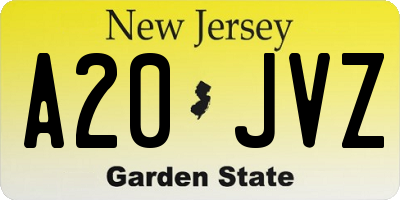 NJ license plate A20JVZ