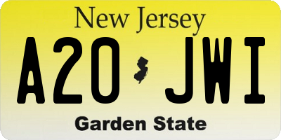 NJ license plate A20JWI