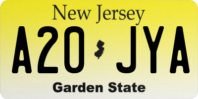 NJ license plate A20JYA