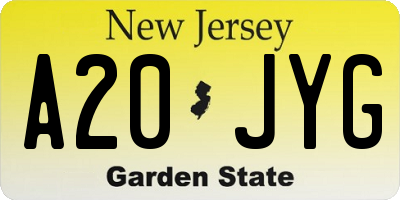 NJ license plate A20JYG