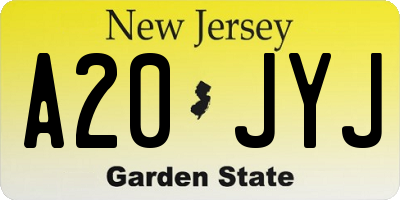 NJ license plate A20JYJ