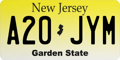 NJ license plate A20JYM