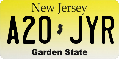 NJ license plate A20JYR