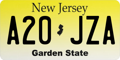 NJ license plate A20JZA