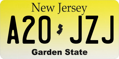 NJ license plate A20JZJ