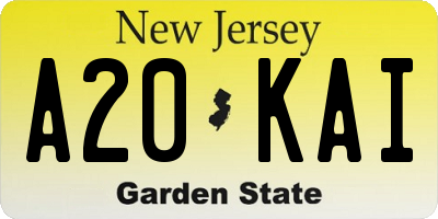 NJ license plate A20KAI