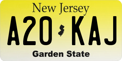 NJ license plate A20KAJ