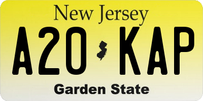 NJ license plate A20KAP