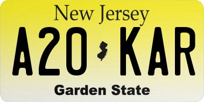 NJ license plate A20KAR