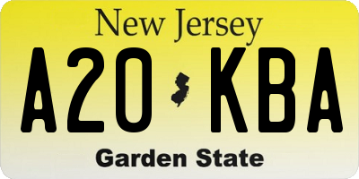 NJ license plate A20KBA