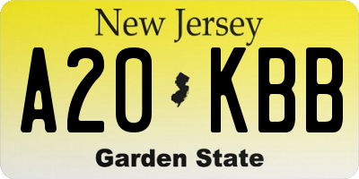 NJ license plate A20KBB