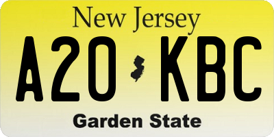 NJ license plate A20KBC