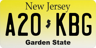 NJ license plate A20KBG