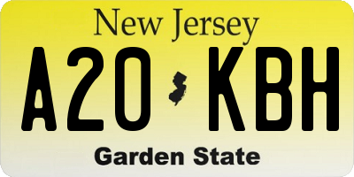NJ license plate A20KBH