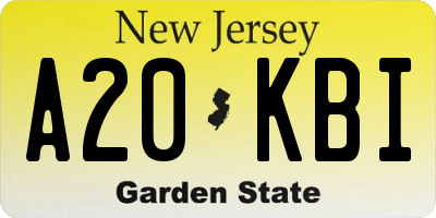 NJ license plate A20KBI