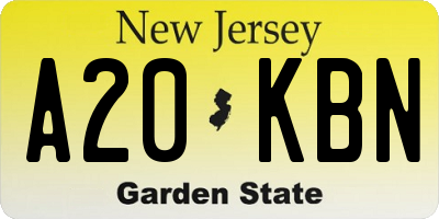 NJ license plate A20KBN
