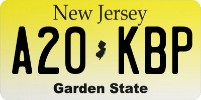 NJ license plate A20KBP