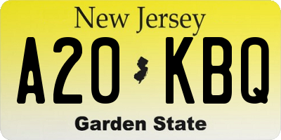 NJ license plate A20KBQ