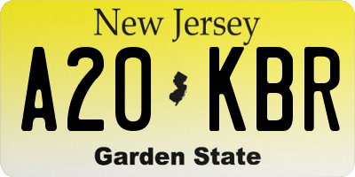 NJ license plate A20KBR