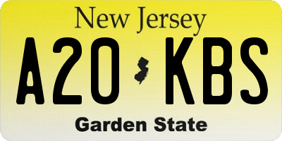 NJ license plate A20KBS
