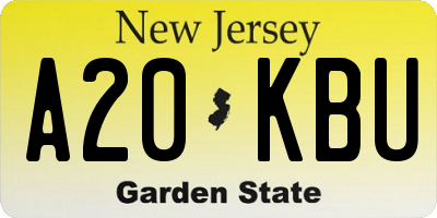 NJ license plate A20KBU
