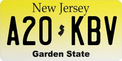 NJ license plate A20KBV