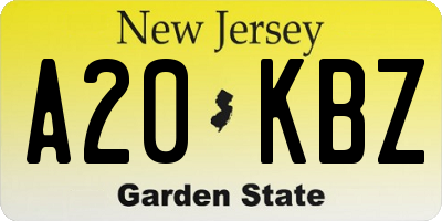NJ license plate A20KBZ