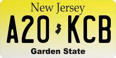 NJ license plate A20KCB