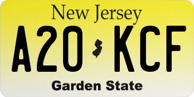 NJ license plate A20KCF