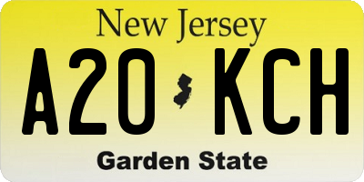NJ license plate A20KCH