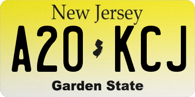 NJ license plate A20KCJ