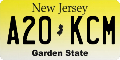NJ license plate A20KCM