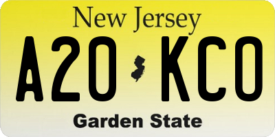 NJ license plate A20KCO