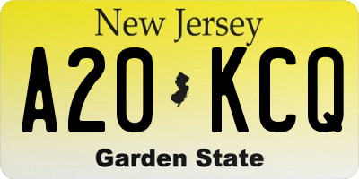 NJ license plate A20KCQ